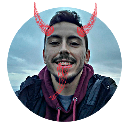 Alberto Moleiro`s portrait with drawings on it